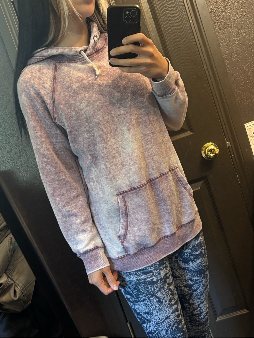 Garage Boyfriend Fit Mauve Pink Acid Wash Hoodie Sweater Medium